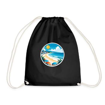 plage vacances soleil mer - Sac de sport léger - noir - Devant