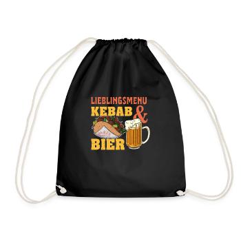 Favourite menu Kebab and beer Street food kebab - Drawstring Bag - black - Front