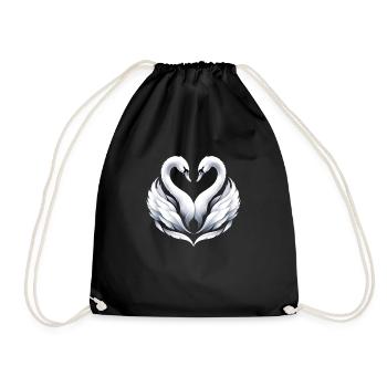 Swan, these two swans form a heart for you - Drawstring Bag - black - Front