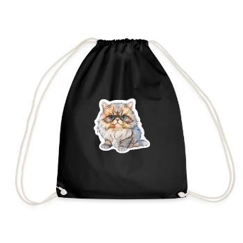 Persian cat chubby - Drawstring Bag - black - Front