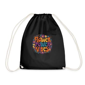 Flower Power Vibes - Turnbeutel - Schwarz - Vorne