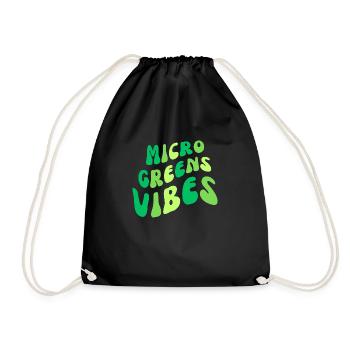 MICROGREENS VIBES | Urban Farmer Micro Gardening - Drawstring Bag - black - Front