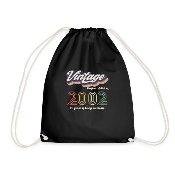 Jahrgang 2002 Vintage Retro Geburtstagsgeschenk - Turnbeutel - Schwarz - Vorne