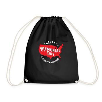 Happy Memorial Day - Patriotic America Veterans - Drawstring Bag - black - Front