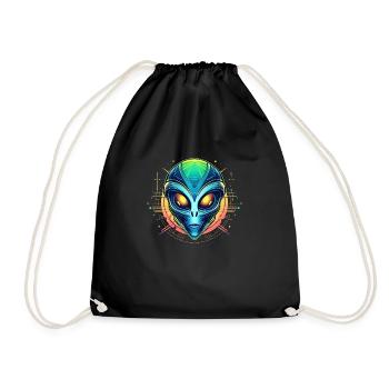 Cooler Außerirdischer Science Fiction Alien Kopf - Turnbeutel - Schwarz - Vorne