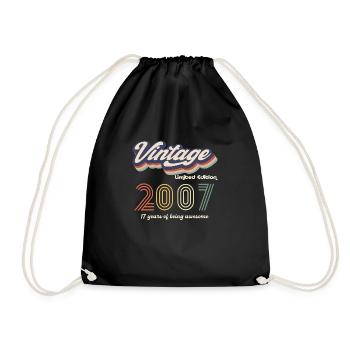 Vintage 2007 Vintage Retro Geburtstagsgeschenk - Turnbeutel - Schwarz - Vorne
