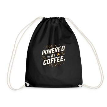 Powered by Coffee - Coffee & Humor - Turnbeutel - Schwarz - Vorne