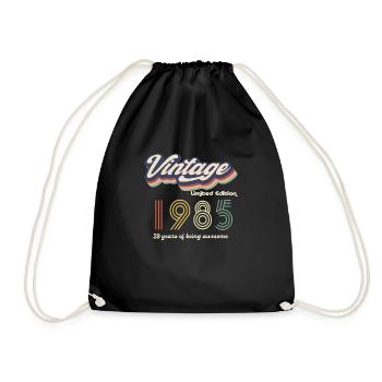 Vintage 1985 Vintage Retro Birthday Gift - Drawstring Bag - black - Front