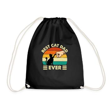 Best Cat Dad Ever Cat Lover Kitten Owner - Drawstring Bag - black - Front