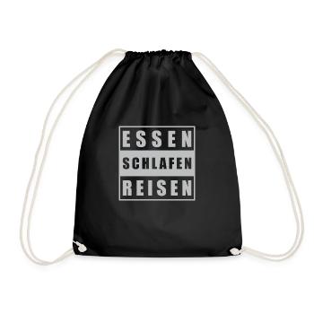 Essen Schlafen Reisen - Turnbeutel - Schwarz - Vorne