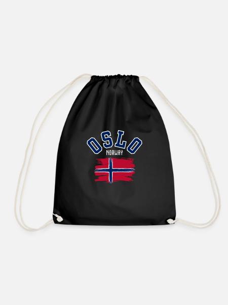 Oslo Norway - Drawstring Bag - black