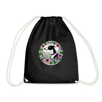 Black and White Greyhound - Drawstring Bag - black - Front
