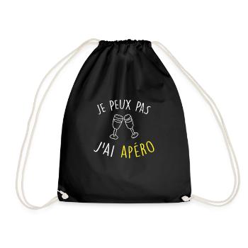 je peux pas j ai apéro / citation humour alcool - Sac de sport léger - noir - Devant