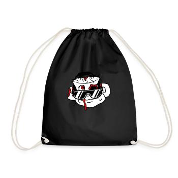 Sad DJ Zombie Horror Halloween Party Head - Drawstring Bag - black - Front