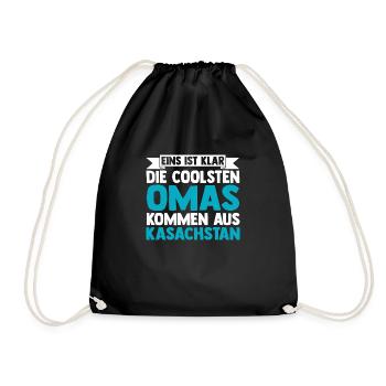 Kazakh granny grandmother Kazakhstan - Drawstring Bag - black - Front