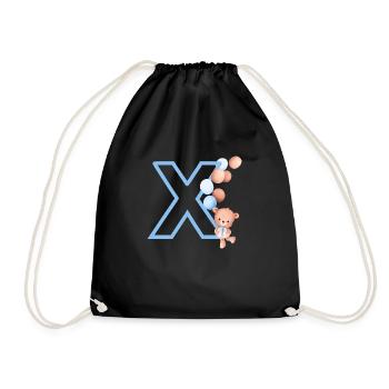 Lettre x bleue ours - Sac de sport léger - noir - Devant