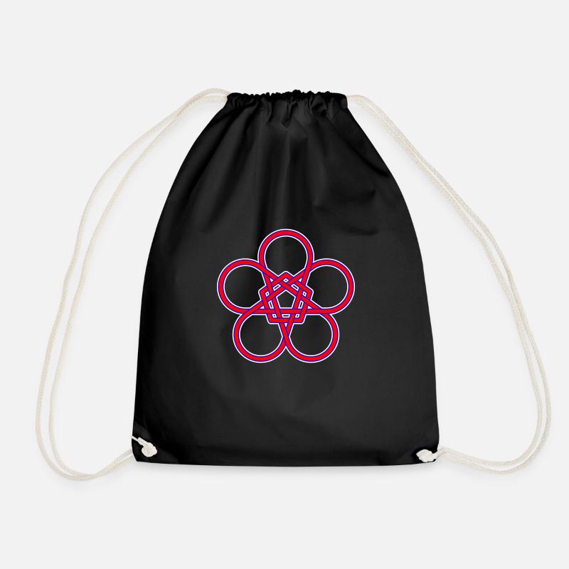 Pentagon and Circles - Drawstring Bag - black