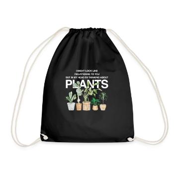 In my thoughts with my plants - Drawstring Bag - black - Front