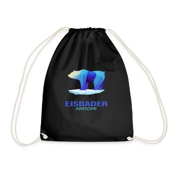 baths winter bathing polar bear bathing - Drawstring Bag - black - Front