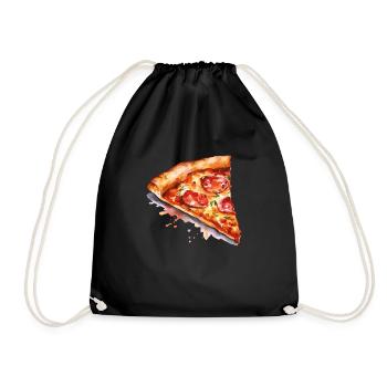 pizza - Drawstring Bag - black - Front