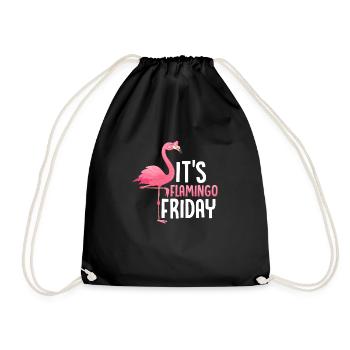 It's Flamingo Friday Cute Pink Bird - Drawstring Bag - black - Front