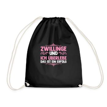 Mom of twins - Drawstring Bag - black - Front