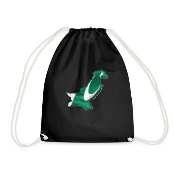 Pakistan flag in Pakistan map - Drawstring Bag - black - Front
