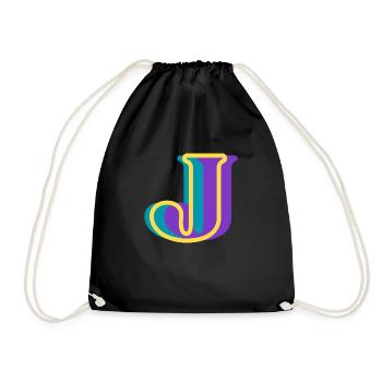 Multicolored letter j - Drawstring Bag - black - Front