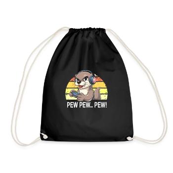 Gaming Otter: Pew Pew Vibes - Turnbeutel - Schwarz - Vorne