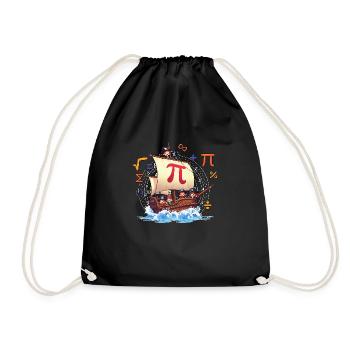 Niedliches Piratenschiff - Pi Day und Mathe-Humor - Turnbeutel - Schwarz - Vorne