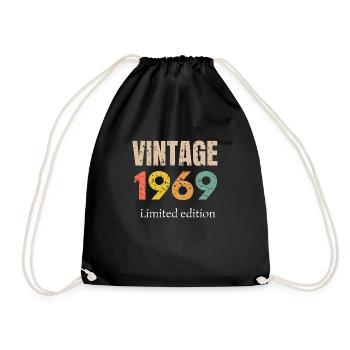 Vintage 1969 Limited Edition - Anniversary - Drawstring Bag - black - Front