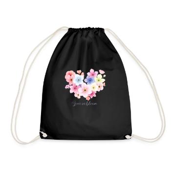 Love in Bloom Flower Design - Drawstring Bag - black - Front