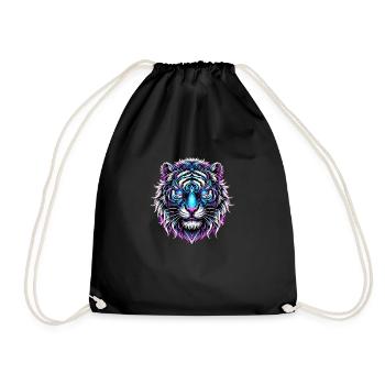 Neon-Tiger – Wilder Style in Pink & Blau - Turnbeutel - Schwarz - Vorne