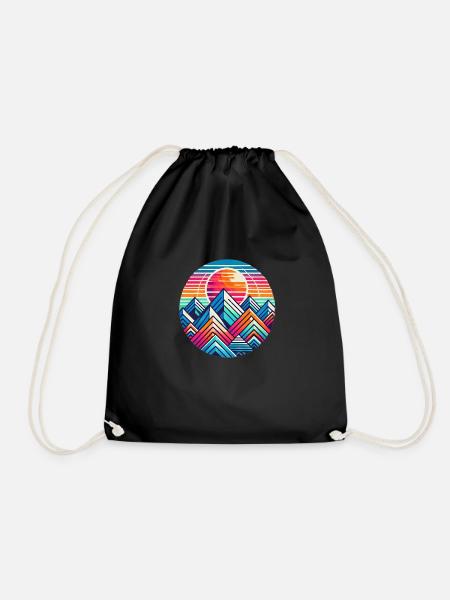 Colorful mountain landscape - Drawstring Bag - black
