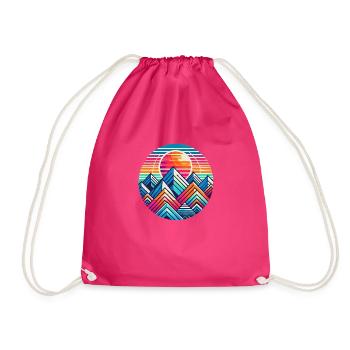 Colorful mountain landscape - Drawstring Bag - fuchsia - Front