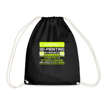 warning 3d printing in progress - Turnbeutel - Schwarz - Vorne