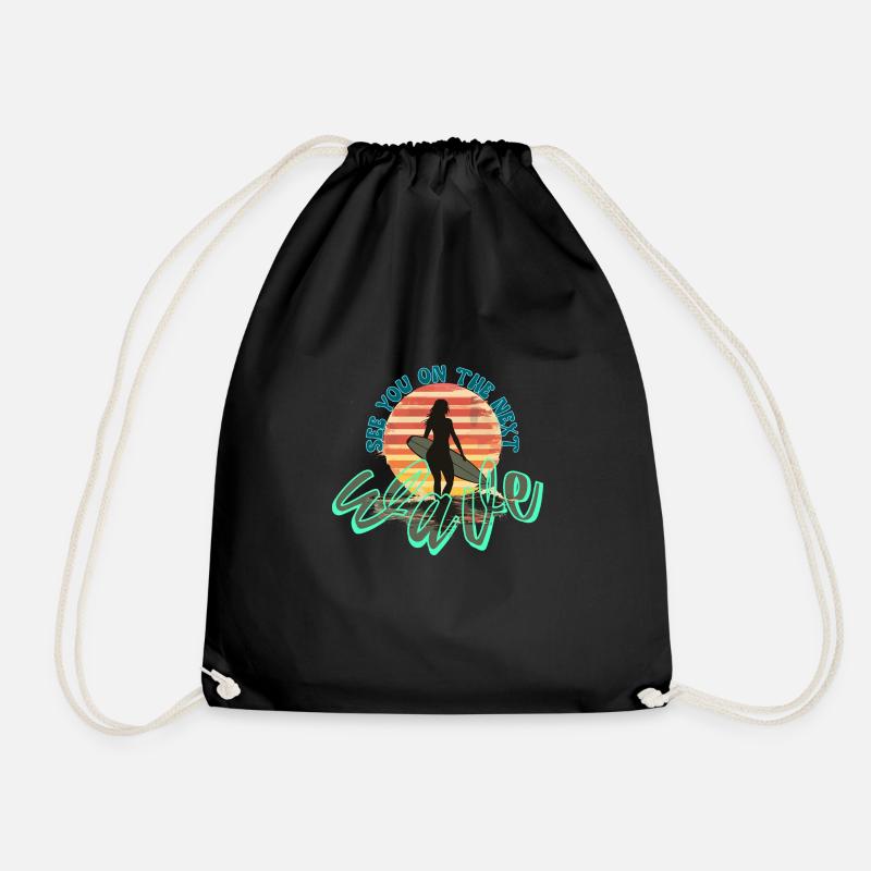Surfer Lady - Turnbeutel - Schwarz