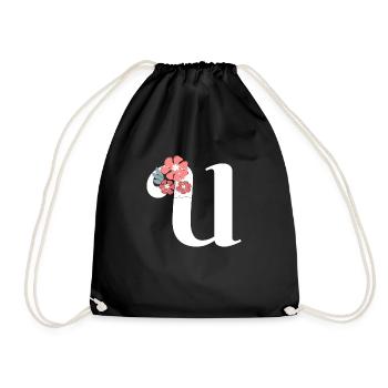 Lettre u fleurs minimalistes - Sac de sport léger - noir - Devant