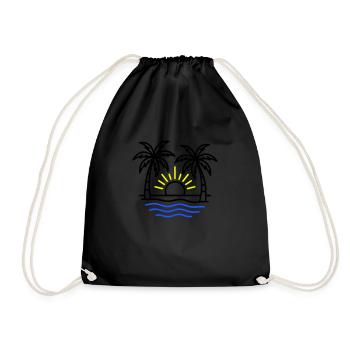 Summer Palm Trees Beach - Drawstring Bag - black - Front