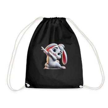 Bunny Dabbing Comic - Drawstring Bag - black - Front