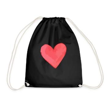 heart - Drawstring Bag - black - Front