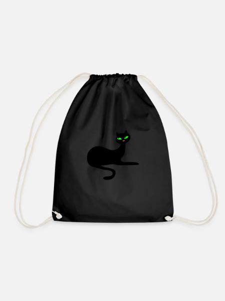 Retro Katze : Eleganz von Patjila - Turnbeutel - Schwarz
