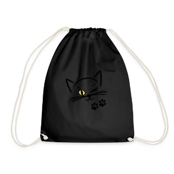 cute cat, winking eye - Drawstring Bag - black - Front