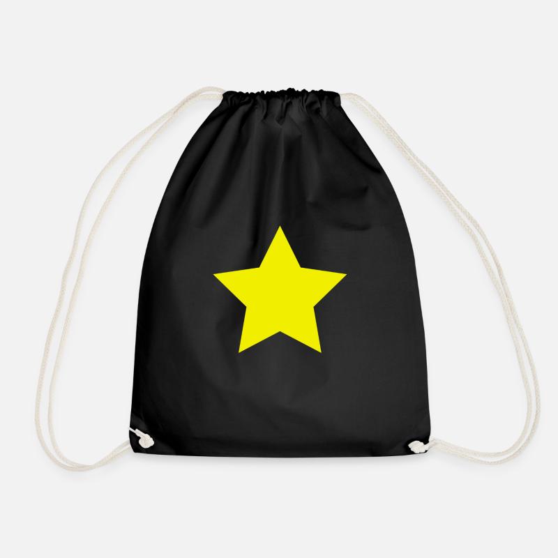 yellow star - Drawstring Bag - black