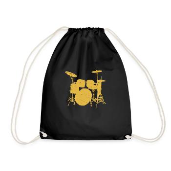 Vintage Retro Pop Art Schlagzeuger Gufts.Drumming Kit. - Turnbeutel - Schwarz - Vorne