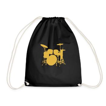 Pop Art Schlagzeuger. Trommelsatz Rock 'N' Roll Geschenke - Turnbeutel - Schwarz - Vorne