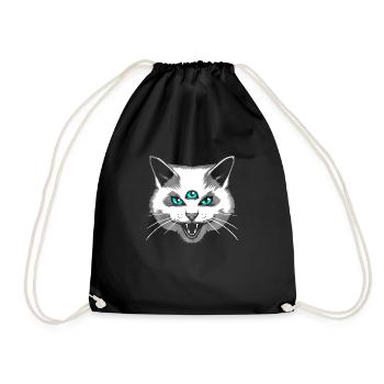 Third Eye Meow - Drawstring Bag - black - Front