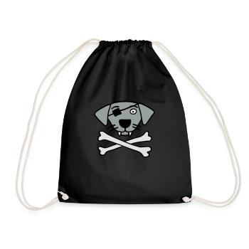 pirate_dog_042013_b_3c - Drawstring Bag - black - Front