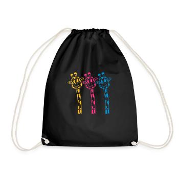 3 Funny comic cartoon giraffes in bright colors - Drawstring Bag - black - Front