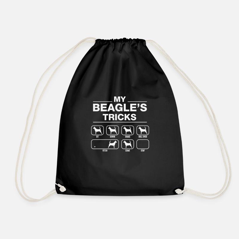 beagle tricks - Drawstring Bag - black